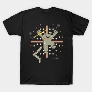 Cat Lightning Retro Gaming Ash Pink T-Shirt